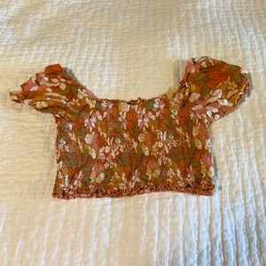 Aerie crop Top Orange Floral size XS